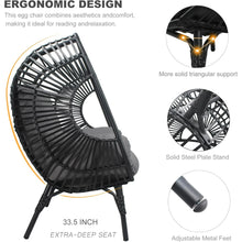 Load image into Gallery viewer, CHINNLUU Oversized Egg Chair with Thick Cushion Ergonomic Wicker Lounge Chair for Living Room, Balcony - 500lbs Capacity Indoor/Outdoor Rattan Patio Chair(Black)