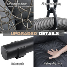 Load image into Gallery viewer, CHINNLUU Oversized Hanging Egg Chair with Stand, Outdoor Indoor Wicker Swing Chair with UV-Resistant Cushions and Rain Cover, 400lbs Capacity Patio Hammock Chair for Backyard, Balcony, Gray