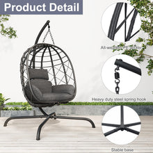 Load image into Gallery viewer, CHINNLUU Hanging Egg Chair with Stand, Outdoor Indoor Wicker Swing Chair with Cushions, 350lbs Capacity Patio Hammock Chair for Backyard, Balcony, Dark Gray