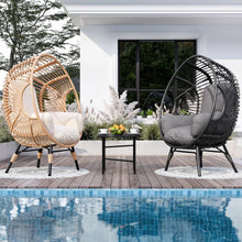 Load image into Gallery viewer, CHINNLUU Oversized Egg Chair with Thick Cushion Ergonomic Wicker Lounge Chair for Living Room, Balcony - 500lbs Capacity Indoor/Outdoor Rattan Patio Chair(Black)