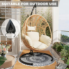Load image into Gallery viewer, CHINNLUU Oversized Hanging Egg Chair with Stand, Outdoor Indoor Wicker Swing Chair with UV-Resistant Cushions and Rain Cover, 400lbs Capacity Patio Hammock Chair for Backyard, Balcony, Beige