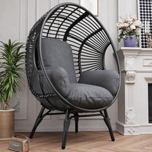 Load image into Gallery viewer, CHINNLUU Oversized Egg Chair with Thick Cushion Ergonomic Wicker Lounge Chair for Living Room, Balcony - 500lbs Capacity Indoor/Outdoor Rattan Patio Chair(Black)