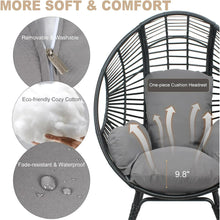 Load image into Gallery viewer, CHINNLUU Oversized Egg Chair with Thick Cushion Ergonomic Wicker Lounge Chair for Living Room, Balcony - 500lbs Capacity Indoor/Outdoor Rattan Patio Chair(Black)