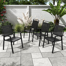 Load image into Gallery viewer, CHINNLUU 350LBS Outdoor Patio Chairs Set of 4, Patio Dining Chairs with Metal Frame, Heavy-Duty Outdoor Chairs with Armrest for Garden, Poolside, Backyard, Lawn
