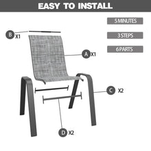 Load image into Gallery viewer, CHINNLUU Patio Dining Chairs Set of 6 Outdoor Stackable Dining Chairs for All Weather 330lbs Capacity Heavy Duty Metal Frame Patio Furniture for Backyard Garden Poolside (Gray)