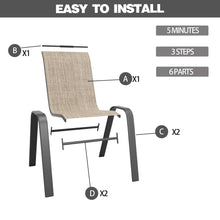 Load image into Gallery viewer, HINNLUU Patio Dining Chairs Set of 6 Outdoor Stackable Dining Chairs for All Weather 330lbs Capacity Heavy Duty Metal Frame Patio Furniture for Backyard Garden Poolside (Brown)