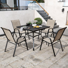 Load image into Gallery viewer, CHINNLUU Patio Dining Chairs Set of 4 Outdoor Stackable Dining Chairs for All Weather 330lbs Capacity Heavy Duty Metal Frame Patio Furniture for Backyard Garden Poolside (Brown)