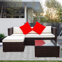 Load image into Gallery viewer, 3 Piece Patio Sectional Wicker Rattan Outdoor Furniture Sofa Set (cream+Biue)