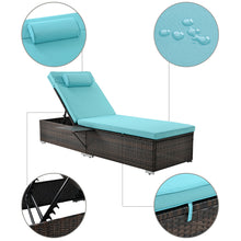 Load image into Gallery viewer, Outdoor PE Wicker Chaise Lounge - 2 Piece Patio Brown Rattan Reclining Chair Furniture Set Beach Pool Adjustable Backrest Recliners with Side Table and Comfort Head Pillow