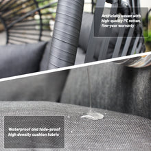 Load image into Gallery viewer, CHINNLUU Oversized Hanging Egg Chair with Stand, Outdoor Indoor Wicker Swing Chair with UV-Resistant Cushions and Rain Cover, 400lbs Capacity Patio Hammock Chair for Backyard, Balcony, Black
