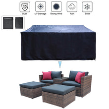 Load image into Gallery viewer, 5 Pieces Outdoor Furniture Patio Rattan Loveseat Set All Weather Sectional PE Wicker Sofa Conversation Set with Ottoman Coffee Table, Garden Lawn Pool Backyard,Brown Wicker Black Cushions
