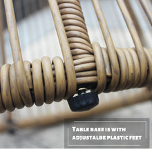 Load image into Gallery viewer, 3PCS Outdoor Patio Balcony Natural Color Wicker Chair Set with Beige Cushion and Round Tempered Glass Table