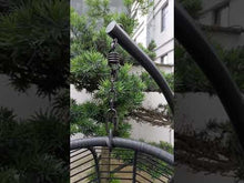 Load and play video in Gallery viewer, CHINNLUU Oversized Hanging Egg Chair with Stand, Outdoor Indoor Wicker Swing Chair with UV-Resistant Cushions and Rain Cover, 400lbs Capacity Patio Hammock Chair for Backyard, Balcony, Black