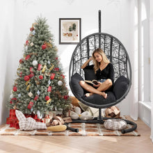 Load image into Gallery viewer, CHINNLUU Oversized Hanging Egg Chair with Stand, Outdoor Indoor Wicker Swing Chair with UV-Resistant Cushions and Rain Cover, 400lbs Capacity Patio Hammock Chair for Backyard, Balcony, Gray
