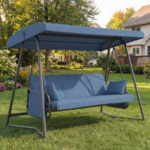 Load image into Gallery viewer, CHINNLUU Oversized 4 Person Porch Swing with Stand 800 LBS Capacity Adjustable Canopy Backrest Includes Cushions Pillows Patio 2 in 1 Swing Bed for Backyard Garden Poolside, Champagne
