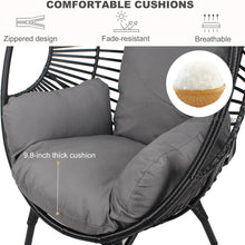Load image into Gallery viewer, CHINNLUU Oversized Egg Chair with Thick Cushion Ergonomic Wicker Lounge Chair for Living Room, Balcony - 500lbs Capacity Indoor/Outdoor Rattan Patio Chair(Black)
