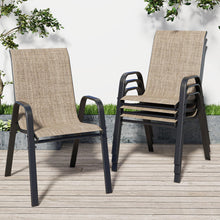 Load image into Gallery viewer, CHINNLUU Patio Dining Chairs Set of 4 Outdoor Stackable Dining Chairs for All Weather 330lbs Capacity Heavy Duty Metal Frame Patio Furniture for Backyard Garden Poolside (Brown)
