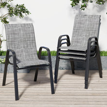 Load image into Gallery viewer, CHINNLUU Patio Dining Chairs Set of 4 Outdoor Stackable Dining Chairs for All Weather 330lbs Capacity Heavy Duty Metal Frame Patio Furniture for Backyard Garden Poolside (Gray)
