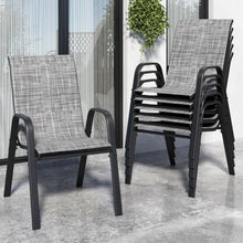Load image into Gallery viewer, CHINNLUU Patio Dining Chairs Set of 6 Outdoor Stackable Dining Chairs for All Weather 330lbs Capacity Heavy Duty Metal Frame Patio Furniture for Backyard Garden Poolside (Gray)
