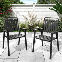 Load image into Gallery viewer, CHINNLUU 350LBS Outdoor Patio Chairs Set of 2, Patio Dining Chairs with Metal Frame, Heavy-Duty Outdoor Chairs with Armrest for Garden, Poolside, Backyard, Lawn
