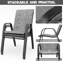 Load image into Gallery viewer, CHINNLUU Patio Dining Chairs Set of 4 Outdoor Stackable Dining Chairs for All Weather 330lbs Capacity Heavy Duty Metal Frame Patio Furniture for Backyard Garden Poolside (Gray)
