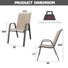 Load image into Gallery viewer, CHINNLUU Patio Dining Chairs Set of 4 Outdoor Stackable Dining Chairs for All Weather 330lbs Capacity Heavy Duty Metal Frame Patio Furniture for Backyard Garden Poolside (Brown)
