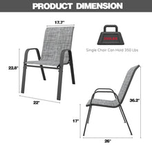 Load image into Gallery viewer, CHINNLUU Patio Dining Chairs Set of 6 Outdoor Stackable Dining Chairs for All Weather 330lbs Capacity Heavy Duty Metal Frame Patio Furniture for Backyard Garden Poolside (Gray)
