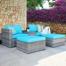 Load image into Gallery viewer, 5 Pieces Patio Furniture Set Outdoor Wicker Patio Sofa Washable All-Weathe Sectional Conversation Set with Cushion and Glass Table (Dark Grey)

