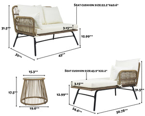 6 Piece Outdoor Patio Furniture Sofa Sets,All-Weather Wicker Sectional Conversation Chair Set with Coffee Table & Thickened Cushions for Front Porch Backyard Deck Couch