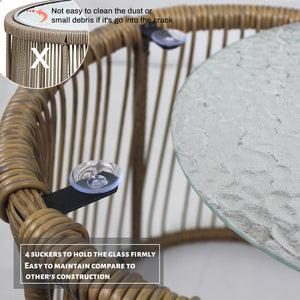 Outdoor Rope Woven Sectional Patio Furniture L-Shaped Conversation Sofa Set for Backyard, Porch w/Thick Cushions, Detachable Lounger, Side Table