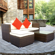 Load image into Gallery viewer, 3 Piece Patio Sectional Wicker Rattan Outdoor Furniture Sofa Set (cream+Biue)
