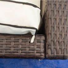 Load image into Gallery viewer, 3 Piece Patio Sectional Wicker Rattan Outdoor Furniture Sofa Set (cream+Biue)
