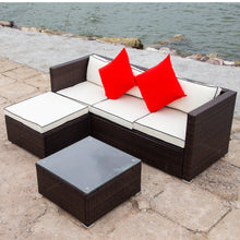 Load image into Gallery viewer, 3 Piece Patio Sectional Wicker Rattan Outdoor Furniture Sofa Set (cream+Biue)
