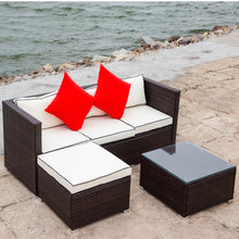 Load image into Gallery viewer, 3 Piece Patio Sectional Wicker Rattan Outdoor Furniture Sofa Set (cream+Biue)
