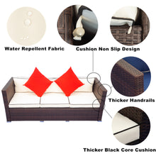 Load image into Gallery viewer, 3 Piece Patio Sectional Wicker Rattan Outdoor Furniture Sofa Set (cream+Biue)
