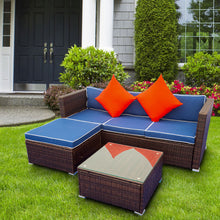 Load image into Gallery viewer, 3 Piece Patio Sectional Wicker Rattan Outdoor Furniture Sofa Set (cream+Biue)
