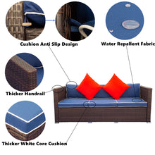 Load image into Gallery viewer, 3 Piece Patio Sectional Wicker Rattan Outdoor Furniture Sofa Set (cream+Biue)
