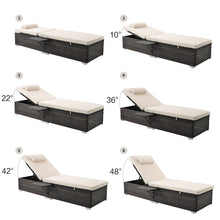 Load image into Gallery viewer, Chaise Lounge Chairs for Outside 3 Pieces Patio Adjustable Lounge Chairs Set of 2 with Table Outdoor Rattan Wicker Pool Chaise Lounge Chairs Cushioned Poolside Folding Chaise Lounge Set
