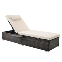 Load image into Gallery viewer, Chaise Lounge Chairs for Outside 3 Pieces Patio Adjustable Lounge Chairs Set of 2 with Table Outdoor Rattan Wicker Pool Chaise Lounge Chairs Cushioned Poolside Folding Chaise Lounge Set
