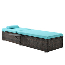 Load image into Gallery viewer, Outdoor PE Wicker Chaise Lounge - 2 Piece Patio Brown Rattan Reclining Chair Furniture Set Beach Pool Adjustable Backrest Recliners with Side Table and Comfort Head Pillow
