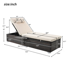 Load image into Gallery viewer, Chaise Lounge Chairs for Outside 3 Pieces Patio Adjustable Lounge Chairs Set of 2 with Table Outdoor Rattan Wicker Pool Chaise Lounge Chairs Cushioned Poolside Folding Chaise Lounge Set
