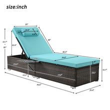 Load image into Gallery viewer, Outdoor PE Wicker Chaise Lounge - 2 Piece Patio Brown Rattan Reclining Chair Furniture Set Beach Pool Adjustable Backrest Recliners with Side Table and Comfort Head Pillow
