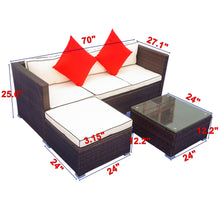 Load image into Gallery viewer, 3 Piece Patio Sectional Wicker Rattan Outdoor Furniture Sofa Set (cream+Biue)
