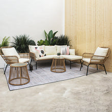 Load image into Gallery viewer, Outdoor Rope Woven Sectional Patio Furniture L-Shaped Conversation Sofa Set for Backyard, Porch w/Thick Cushions, Detachable Lounger, Side Table
