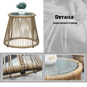 Outdoor Rope Woven Sectional Patio Furniture L-Shaped Conversation Sofa Set for Backyard, Porch w/Thick Cushions, Detachable Lounger, Side Table