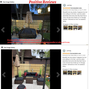 5 Pieces Outdoor Furniture Patio Rattan Loveseat Set All Weather Sectional PE Wicker Sofa Conversation Set with Ottoman Coffee Table, Garden Lawn Pool Backyard,Brown Wicker Black Cushions