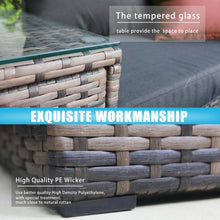 Load image into Gallery viewer, 5 Pieces Outdoor Furniture Patio Rattan Loveseat Set All Weather Sectional PE Wicker Sofa Conversation Set with Ottoman Coffee Table, Garden Lawn Pool Backyard,Brown Wicker Black Cushions
