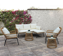 Load image into Gallery viewer, Outdoor Rope Woven Sectional Patio Furniture L-Shaped Conversation Sofa Set for Backyard, Porch w/Thick Cushions, Detachable Lounger, Side Table
