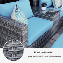 Load image into Gallery viewer, 5 Pieces Patio Furniture Set Outdoor Wicker Patio Sofa Washable All-Weathe Sectional Conversation Set with Cushion and Glass Table (Dark Grey)
