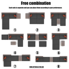 Load image into Gallery viewer, 5 Pieces Patio Furniture Set Outdoor Wicker Patio Sofa Washable All-Weathe Sectional Conversation Set with Cushion and Glass Table (Dark Grey)
